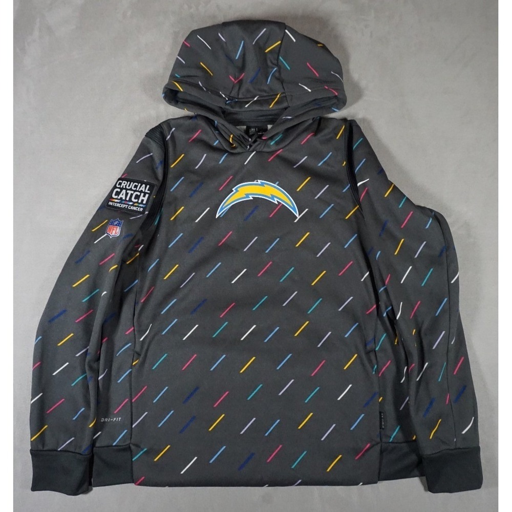 Nike NFL Los Angeles Chargers Crucial Catch Gray Pullover Hoodie Women Large NWT